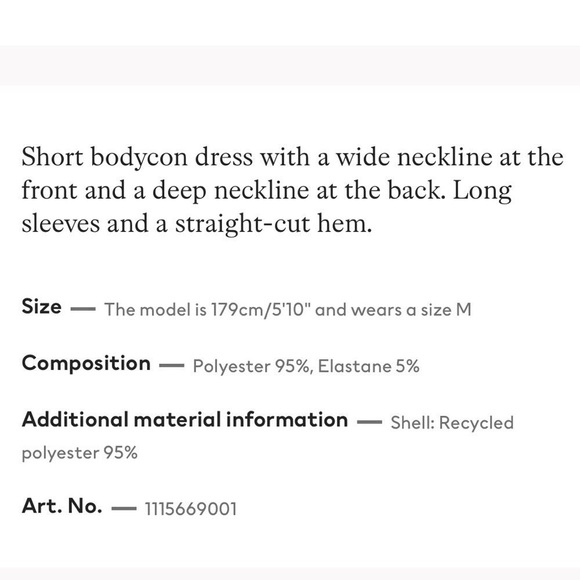 H&M Long Sleeve Bodycon Dress Black Rhinestone - Picture 7 of 7